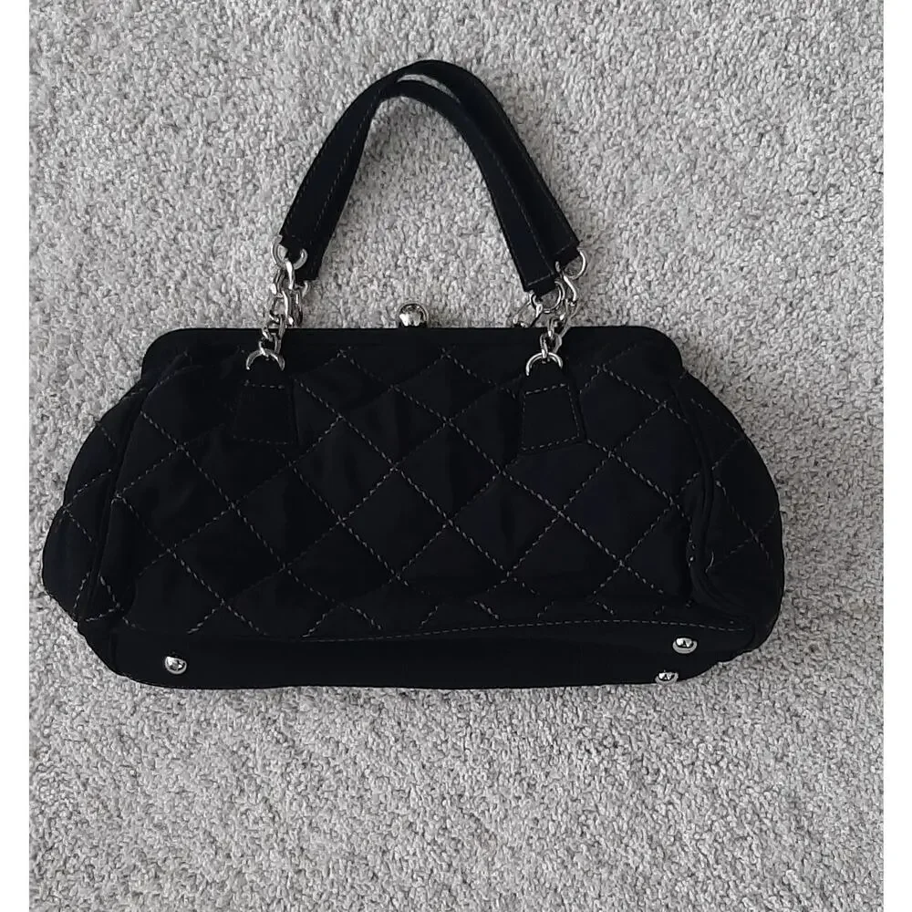 Vera Bradley Black Quilted Microfiber Handbag - Picture 1 of 6
